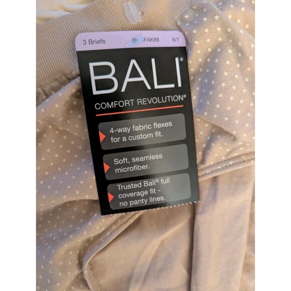 Bali 3-Pair BRIEF Underwear Panties Stretch Nylon seamless beige womens ~  6/7 - Picture 2 of 3